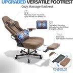 Ergonomic Gaming Chair for Adults - Big and Tall Desk Chair with Lumbar Support and Mechanical Arm Armrests, Comfortable Gamer Computer Chair, Gaming Chairs with Footrest (Brown Leather)