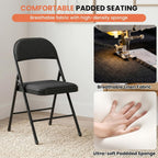 30 Pack Folding Chairs, Fabric Dining Chair Set with Padded Cushion and Back, Indoor Outdoor Seat for Home Office, Parties, Events, Wedding, Extra Guest Seating, Obsidian Black