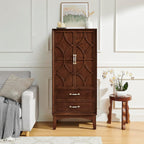 MERITLINE 53.5" Tall Kitchen Pantry Cabinet with Doors & Drawers, Mid Century Modern Sideboard Buffet Storage for Living Room, Entryway, Hallway & Garage (Walnut)
