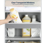 Yecaye Over the Door Organizer 5 Tiers, Heavy Duty Hanging Storage with 5 Large Clear PVC Pockets and 10 Side Pockets, 56lbs Capacity for Closet Door Bathroom Bedroom Nursery Dorm Laundry Room, Grey