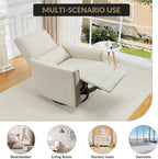Jojoka Swivel Rocking Recliner Chair, Manual PU Leather Glider Recliner with Lumbar Support, Padded Armrest, High Weight Capacity Single Rocker Sofa for Nursery Living Room Bedroom