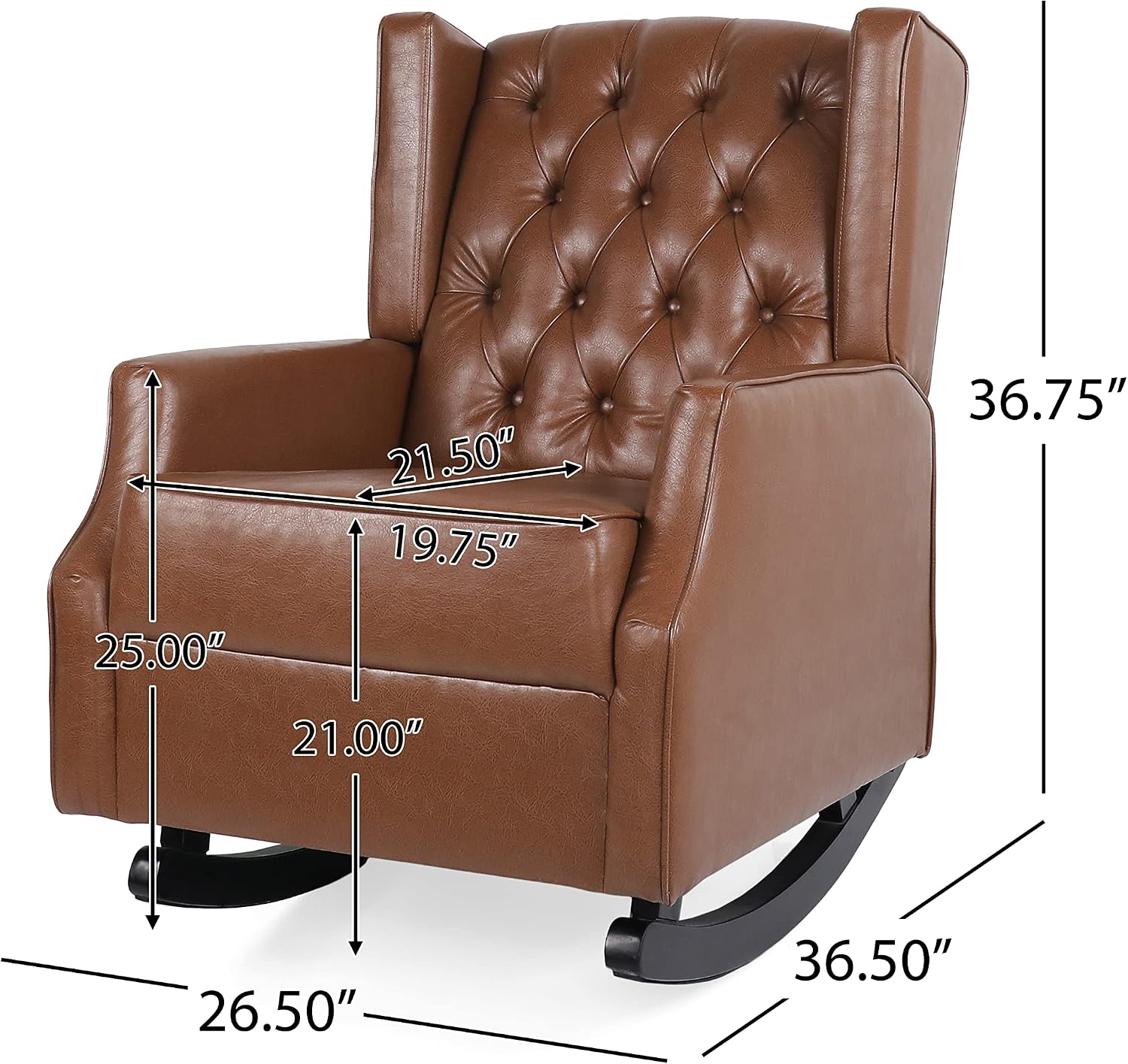 Rocking Chair Nursery, Rocker Chair with Wingback,Solid Wood Frame Armchair with Arm for Nursery, Living Room, Bedroom