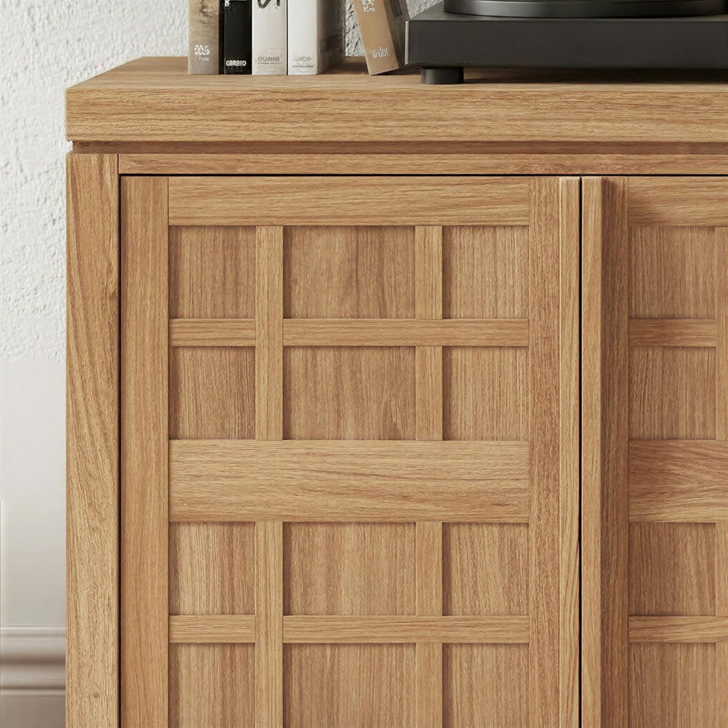 Walker Edison Booker Modern Sideboard/TV Stand with Adjustable Cabinets, 74 Inch, Heritage Oak