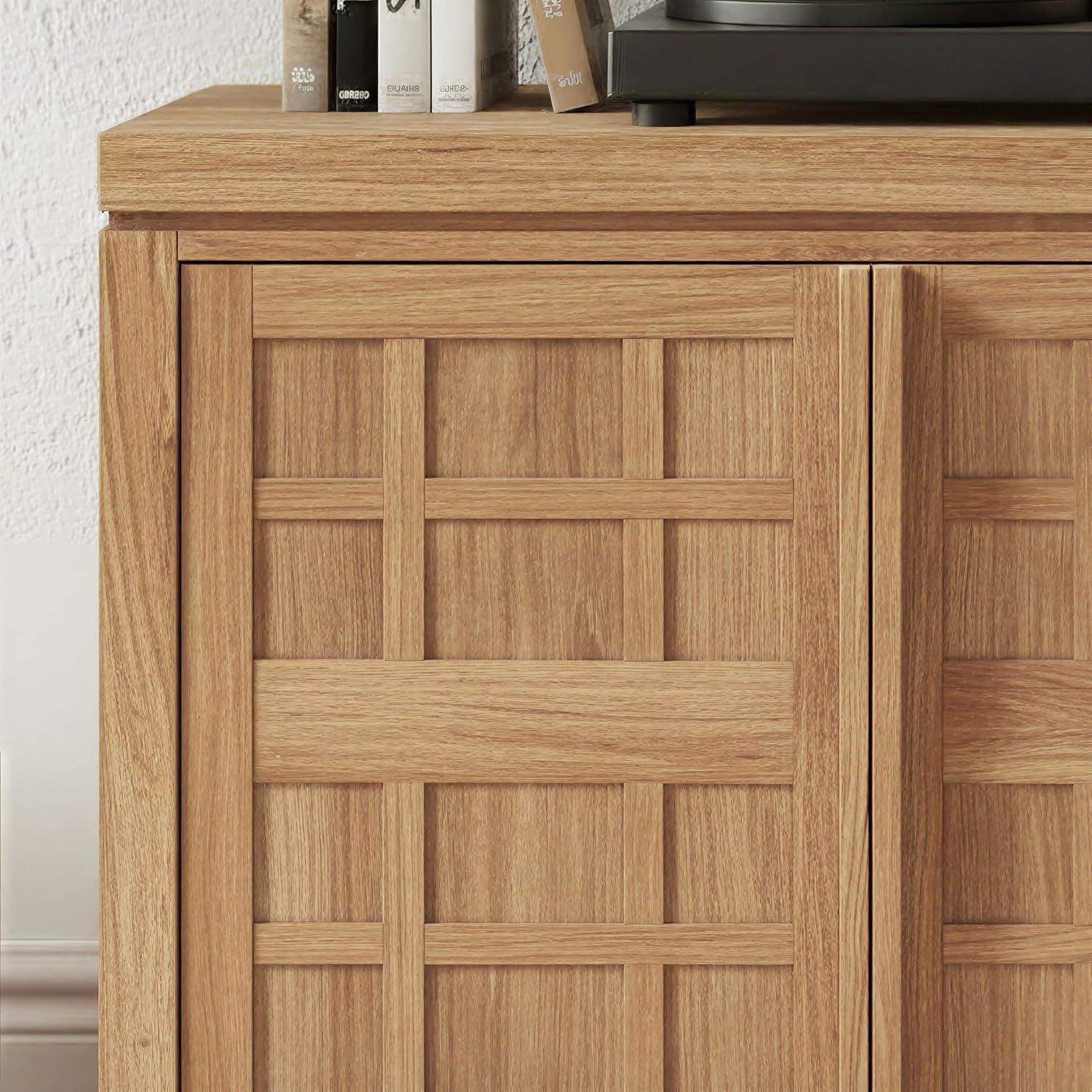 Walker Edison Booker Modern Sideboard/TV Stand with Adjustable Cabinets, 74 Inch, Heritage Oak