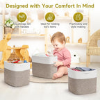 3Pack Cube Storage Bins,Square Storage Baskets for Christmas Decorative,Foldable Trunk organizer for Car,11Inch Durable Cotton Rope Woven Storage Basket for Organizing-Brown Basket for Shelves,Camping