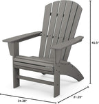 POLYWOOD Nautical Curveback Adirondack Chair, HDPE Outdoor Patio Furniture for Deck, Pool, Garden, Made in USA