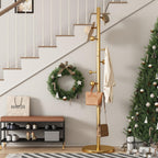 Coat Rack Freestanding Coat Tree with 8 Hooks Coat Hanger Stand,Gold | Heavy Duty Metal Coats Rack Stand for Jacket Hat Clothes Bag Stainless Steel Hall Tree Hat Racks for Entryway Bedroom Hallway