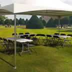 VINGLI 6 FT Plastic Folding Table Set with 6 Black Folding Chairs for Picnic, Event, Training, Outdoor Activities, at Home and Commercial Use