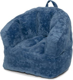 Delta Children - Serta Kids Plush Barrel Toddler Chair, Soft Foam Chair Bean Bag Chair Alternative for Boys and Girls, Cozy Seat for Reading, Watching Cartoons, Playroom Nursery Bedroom, Denim Blue