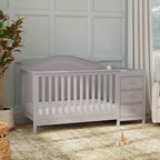 Davinci Charlie 4-in-1 Convertible Baby Crib w/Changing Table, Grey | Greenguard Certified Baby Crib Convertible to Toddler Bed, Daybed, Full-Size Bed - Changing Table Combo w/ Extra Storage