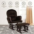 DORTALA Baby Glider Rocker with Ottoman, Multi-Position Glider with Cleanable Upholstered, Smooth Rocking Motion, Nursery Glider & Ottoman Sets for Nursing Baby, Reading, Brown