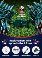 Brightown LED Red White Blue Mini String Lights, 26.5Ft 100LEDs F5 Lights for 4th of July Decorations, Connectable Lights for Indoor Outdoor Holiday Patio Independence Day Decor, 250th Anniversary