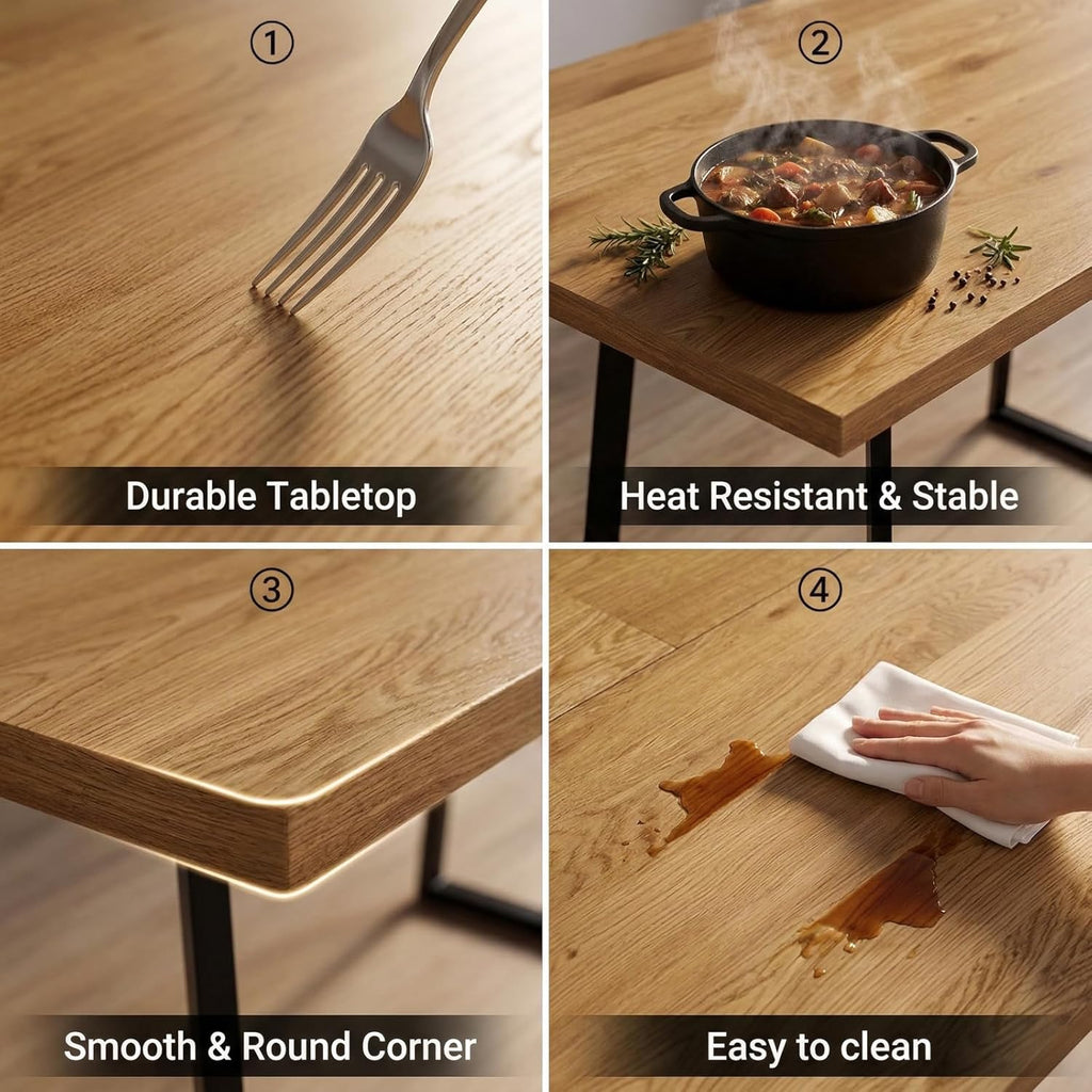 ZckyCine Butterfly Leaf Extendable Dining Table Set 47"-63", Rustic Wood Table with 6 PU Leather Chairs, Modern Scandinavian Dining Room Furniture for Kitchen Apartment