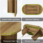 LITTLE TREE 63" Rustic Oval Dining Table for 2-4, Sturdy MDF Farmhouse Kitchen Table with Metal Strip Base, for Living Room, Office, Restaurant, Multi-Use, Umber