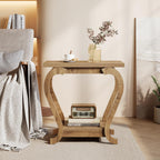 Tribesigns End Table, Narrow Wood Side Table with Storage Shelves, 2-Tier Bedside Accent Furniture for Living Room, Small Spaces, Bedroom (1, Brown)