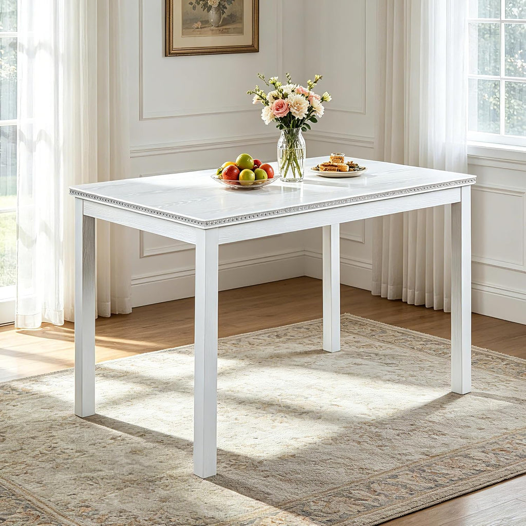 LUMISOL Dining Table for 4-6 People, Wooden Dining Rectangular Table, Kitchen Table for Small Space, Not Included Chairs, White