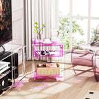 Acrylic Side Table for Living Room, Acrylic Nightstand for Bedroom, L-Series, 15.7'' x 11.8'' × 19.7'' inches (Pink)