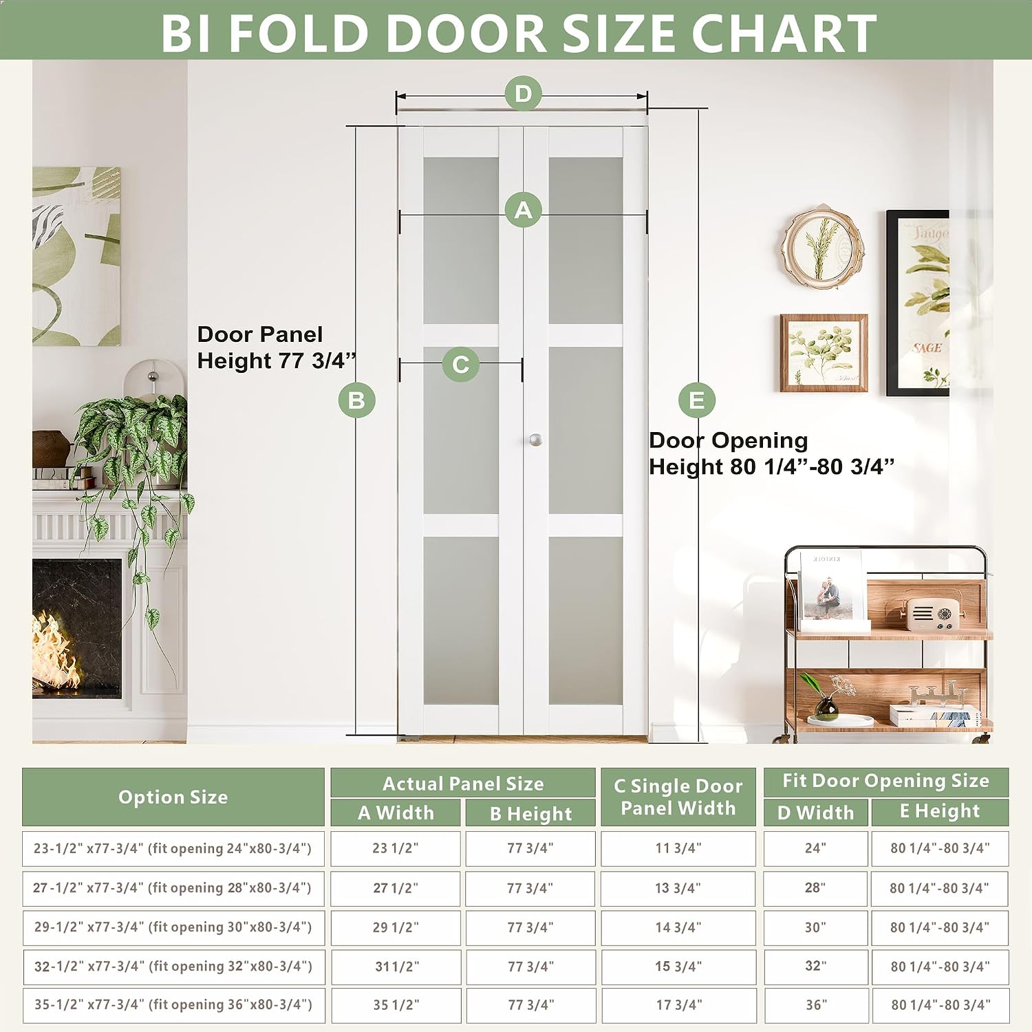 Bifold Door for 28" x 80" Opening, Preassembled 3-Lite Tempered Frosted Glass Closet Door with Hardware Kit, Interior Folding Door for Bedroom, Pantry & Laundry