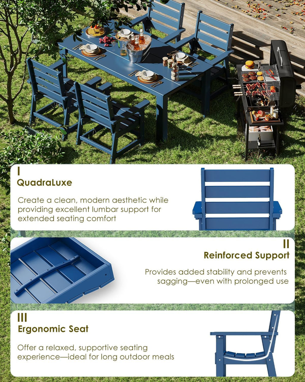 GREENVINES Outdoor Dining Chairs Set of 2 | HDPE | Patio Chair | All-Weather | Blue
