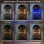 71" Tall Arched Wine Bar Cabinet with Wine Racks & Glass Holder, Wide Liquor Cabinets with LED Lights & Charing Ports, Kitchen Pantry Cupboard, Coffee Bar Storage Cabinet for Home, Dining Room (Black)