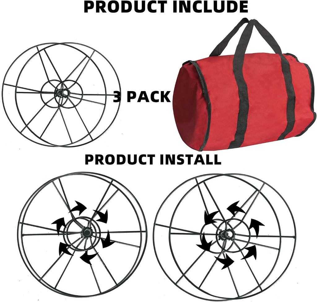 Dazzle Bright Christmas Lights Storage Bags, 3 Metal Reels to Store Holiday Christmas String Lights, Red Tear Proof Oxford Fabric Zip up Bag with Reinforced Handles