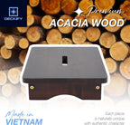 Premium Wooden Step Stool for Adults, Small Acacia Wood Stepping Stool, Non-Slip 1-Step Bedside Stool for Bed & Bathroom, 600 lbs, Portable — 3.5 Inch