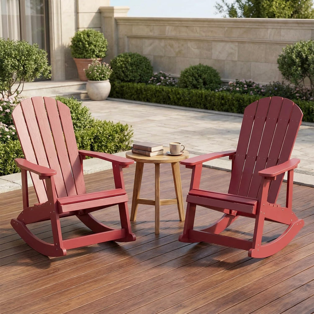Outdoor Adirondack Rocking Chairs Set of 2, All-Weather Patio Rocker Chair with Wide Armrests & High Backrest, Front Porch Rocker Chairs for Patio Garden, Backyard, Porch