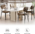 Brown Dining Chairs Set of 4, Modern Faux Leather Dining Chairs with Thick Cushions Seat Back and Metal Legs, Comfy Kitchen Chairs for Dining Living Room