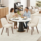 MALOL Upholstered Dining Chairs Set of 4, Modern Fabric Kitchen Chairs with Back, Wood Legs for Kitchen Dining Room Restaurant, Beige