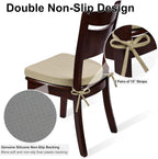 Shinnwa Dining Chair Cushions Set of 4, Non-Slip Kitchen Chair Cushions with Ties and Machine Washable Cover, Sef of 4, 17 x 16.5 x 2in, Natural Linen