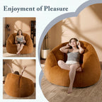 Gericco Swivel Giant Bean Bag Chair for Adults - Comfy Plush Round Shell Soft Accent Chair, Oversized Cozy Floor Sofa for Living Room, Bedroom & Game Rooms, Orange