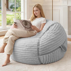 HABUTWAY Bean Bag Chair 3FT Big Bean Bag Chairs for Adults with Memory Foam Filled,3'Beanbag Chair with Soft Faux Fur Cover,Comfy Bean Bag Sofa for Classroom,Living Room,Game Room,Bedroom-Light Grey