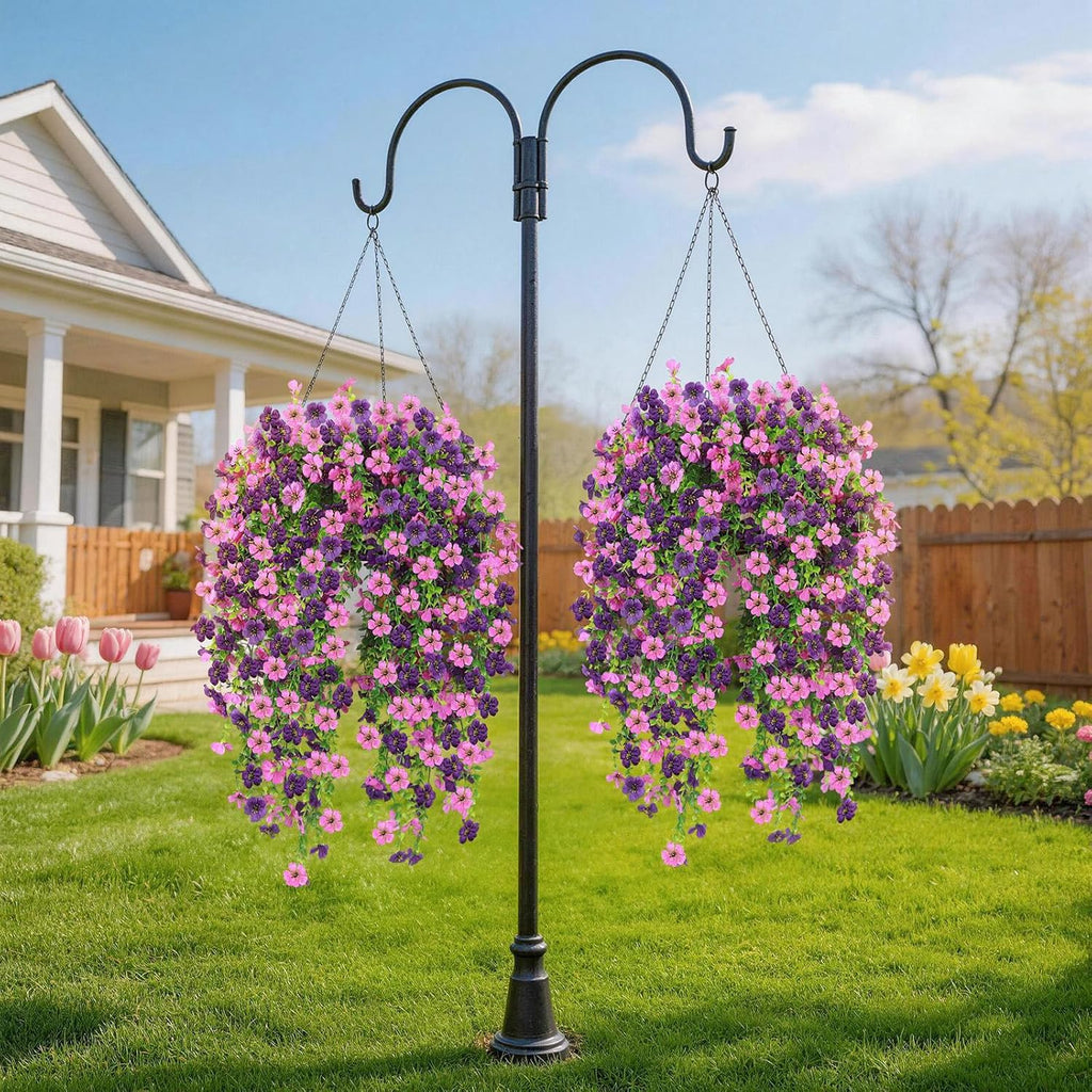 Artificial Hanging Flowers for Outdoors, 6PCS Faux Silk Artificial Flowers for Outdoors, UV Resistant Fake Flowers, No Fade Trailing Greenery, Decor for Home Porch Patio Balcony Garden Yard