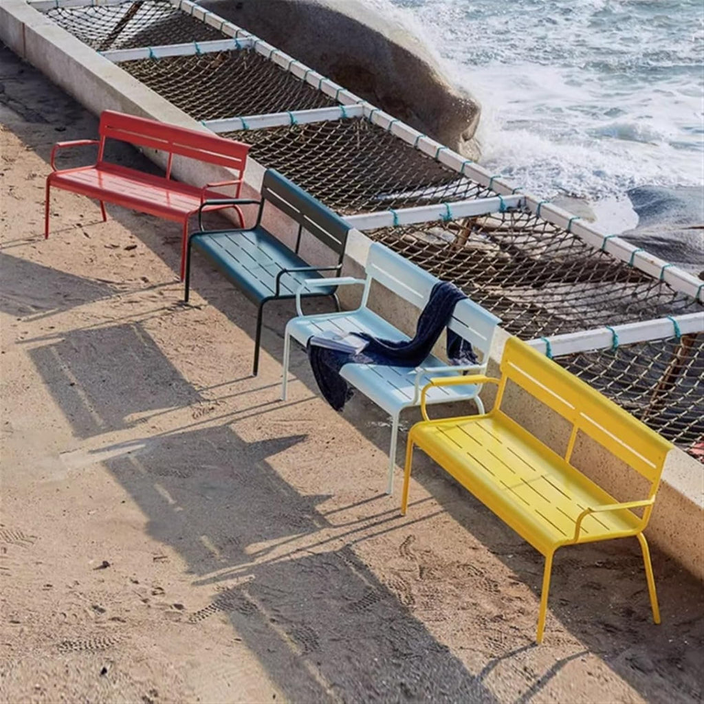 Garden Outdoor Terrace Bench, Aluminum Alloy, with Backrest, Suitable for Balconies, Gardens, Decks, Backyards Seat(Yellow,160x55x82CM)