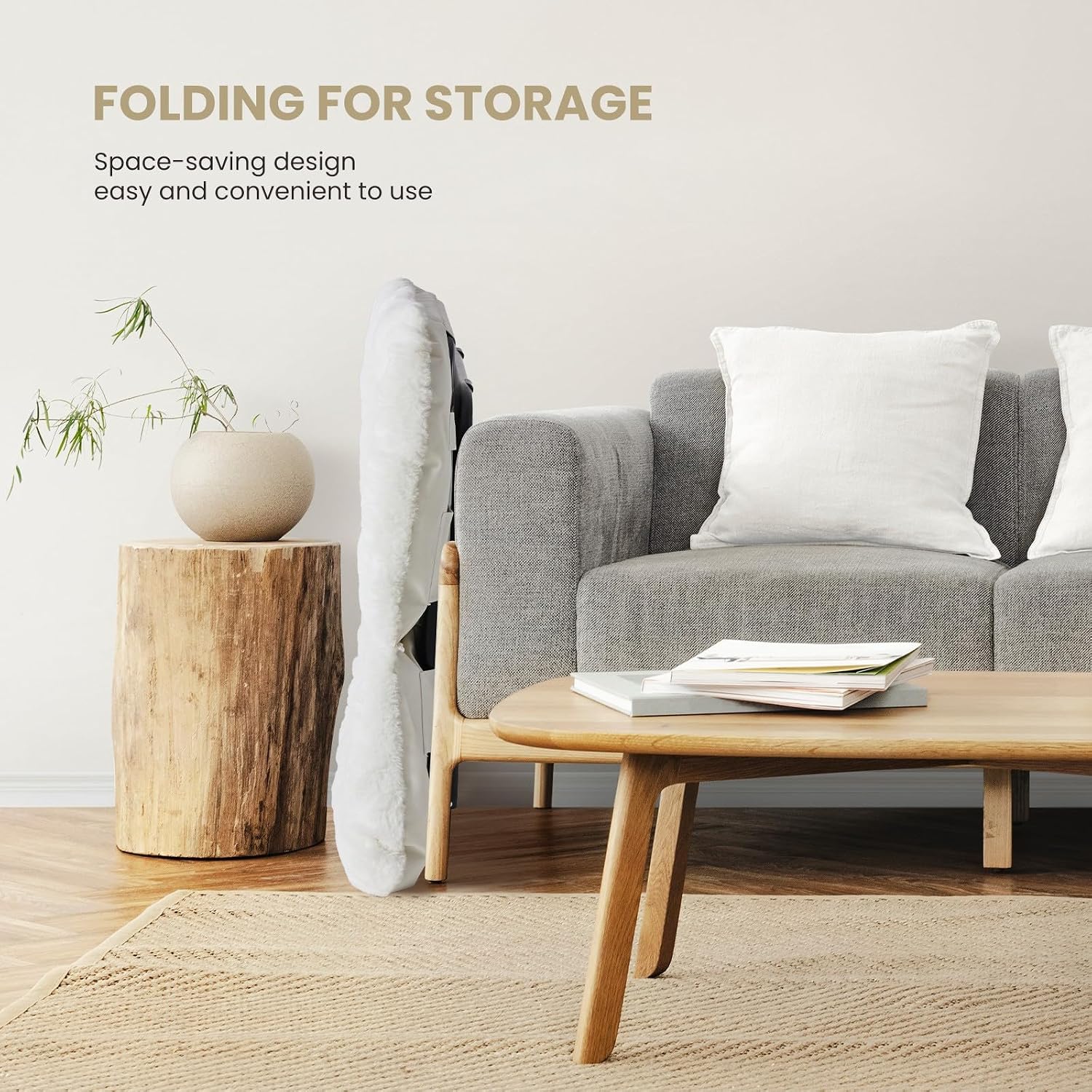 Comfy Saucer Chair, Faux Fur Disc Chair Foldable, Lounge Lazy Chairs for Living Room Bedroom Dorm, Reading Chair for Kids Adults Girls Teens, White