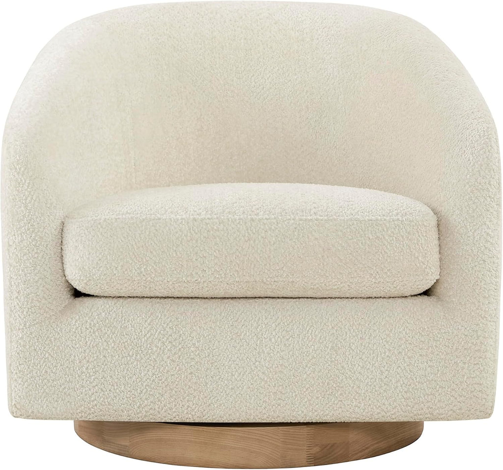 CHITA Swivel Accent Chair Set of 2, Fully Assembled Fabric Barrel Armchair with FSC Certified Upholstered for Living Room, Bedroom and Office, Cream