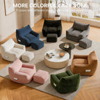 Oversized Bean Bag Chair with Ottoman, Bean Bag Couch with 2 Side Pockets, Corduroy Boneless Couch Chair in a Box, Comfy Lounge Chair for Living Room, Bedroom, Dorm, Pink