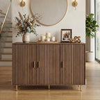 DIYART Rustic Brown Sideboard Buffet Cabinet, Accent Coffee Bar Cabinet with 3 Doors, Entryway Cabinet for Living Room, Kitchen, Hallway