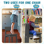 Costaelm Outdoor Kids Dining Chair Set of 2,Step Stool Toddler Chair, Gray