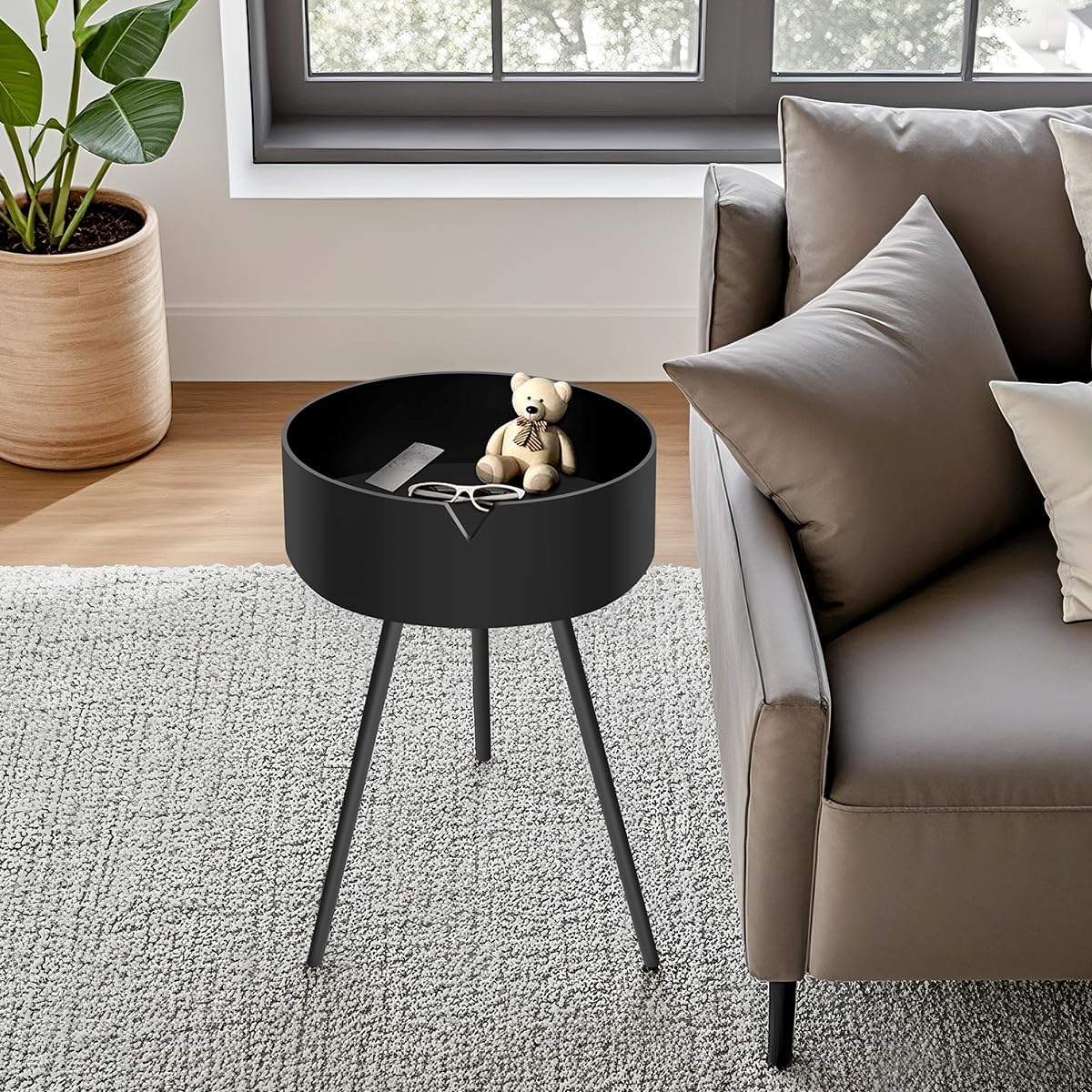 Nightstand, Modern Side Table Bedroom with Storage, Small End Bedside Table with Drawer for Living Room, Office, Dorm Small Spaces (Black)