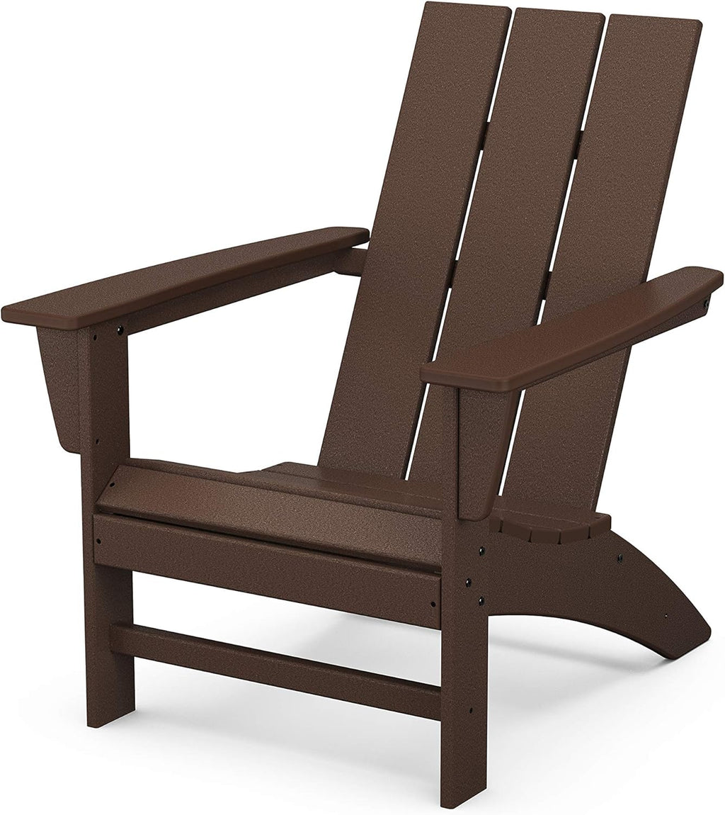POLYWOOD AD420MA Modern Adirondack Chair, Mahogany & ECT18MA Long Island 18" Side Table, Mahogany
