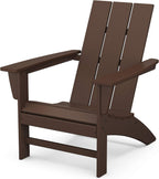 POLYWOOD AD420MA Modern Adirondack Chair, Mahogany & ECT18MA Long Island 18" Side Table, Mahogany