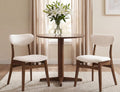 Wooden Dining Chairs Set of 2 - Farmhouse Fabric Upholstered Kitchen Chairs with Curved Back, Solid Wood Mid-Century Modern Side Chair for Dining Room, Beige & Walnut