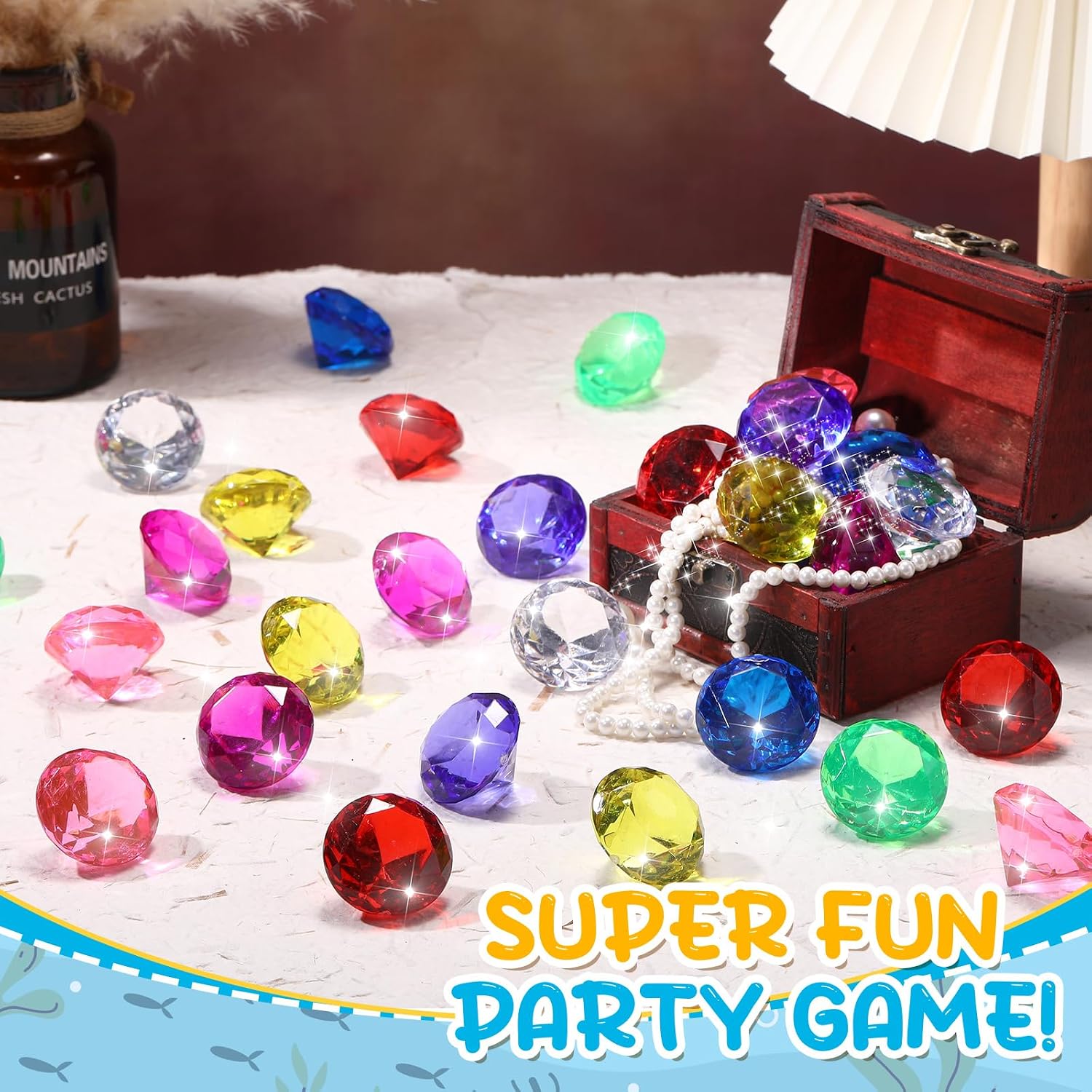 Zomiboo 16 Pcs Acrylic Diamond Large Gems Pirate Round Treasure Acrylic Gemstones Toy Gems Diamond Shaped Gemstones for Home Vase Fillers Party Decor (Multicolor,1.57 x 1.06 Inches)
