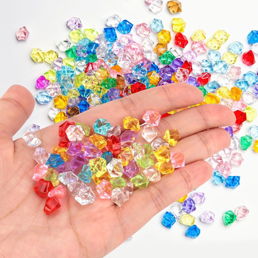 600PCS Multicolored Fake Gems, Crushed Ice Rocks Acrylic Diamond Crystals for Vase Fillers, Home Decoration, Wedding, Crafting, Sensory Bin Filler, Table Scatter (Multicolored)