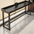 Narrow Bar Table with Edge Panel, Bar Height Tables Solid Wood, Industrial Rectangular Counter Height Table, Long Pub Tables for Small Space Living Room, Behind Couch or Coffee Shop
