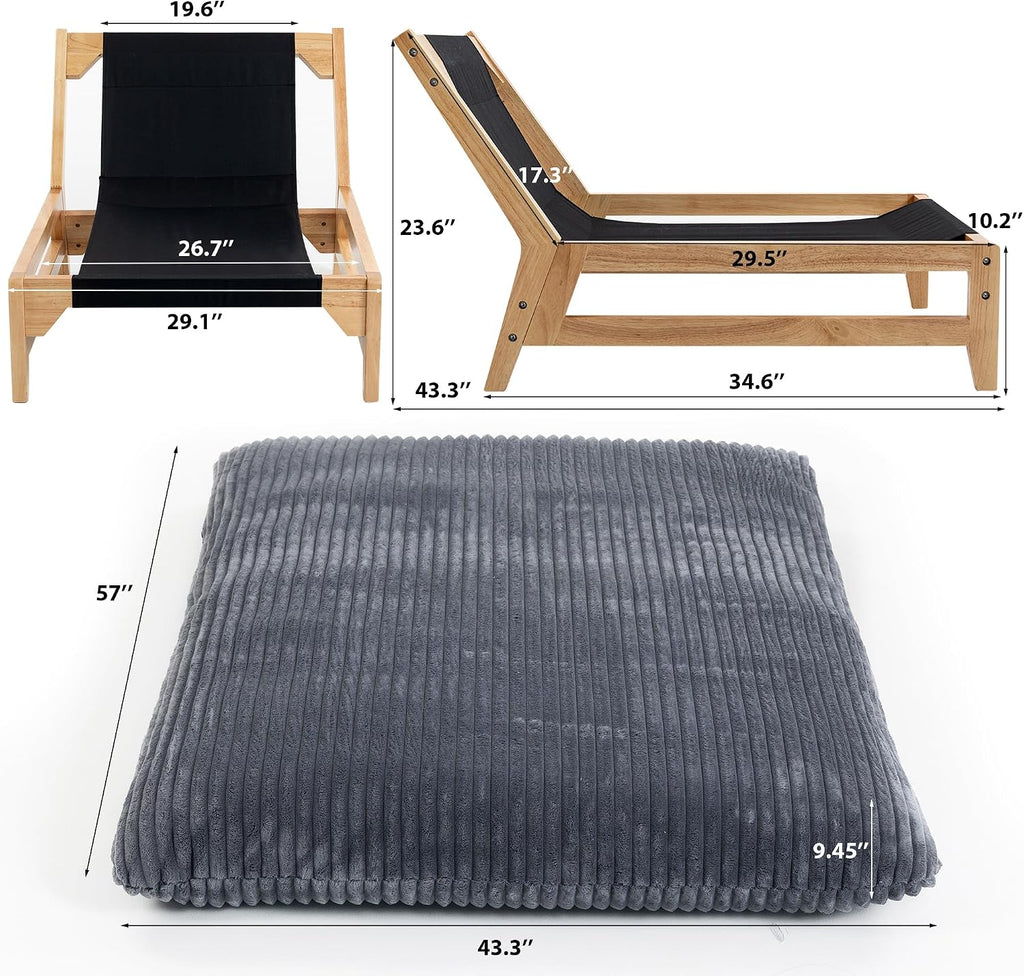 Modern Accent Chair for Living Room, Comfy Corduroy Chaise Lounge with Solid Wood Base, Oversized Single Sofa Reading Armchair with Thick Padded Cushion for Bedroom Small Spaces, Dark Grey