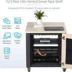 StarTech.com 1U Vented Server Rack Shelf, 16in (40cm) Mounting Depth, Cantilever Tray, Heavy-Duty Steel, 30lb/14kg Capacity