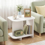 Giantex 2-Tier End Table, Modern Sofa Side Table with Open Storage Shelf, Wooden Bedside Night Stand for Bedroom Living Room Study Small Spaces, Easy Assembly, White (1)
