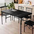 5-Piece Dining Table Set for 4, Kitchen Table Set with 1.6" Thick Tabletop,Space-Saving Rectangular Dining Room Kitchen Table Chair Set for Small Space,Dinette,Apartment,Rustic Black